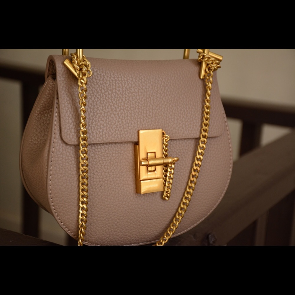 Taupe Chain Saddle Bag